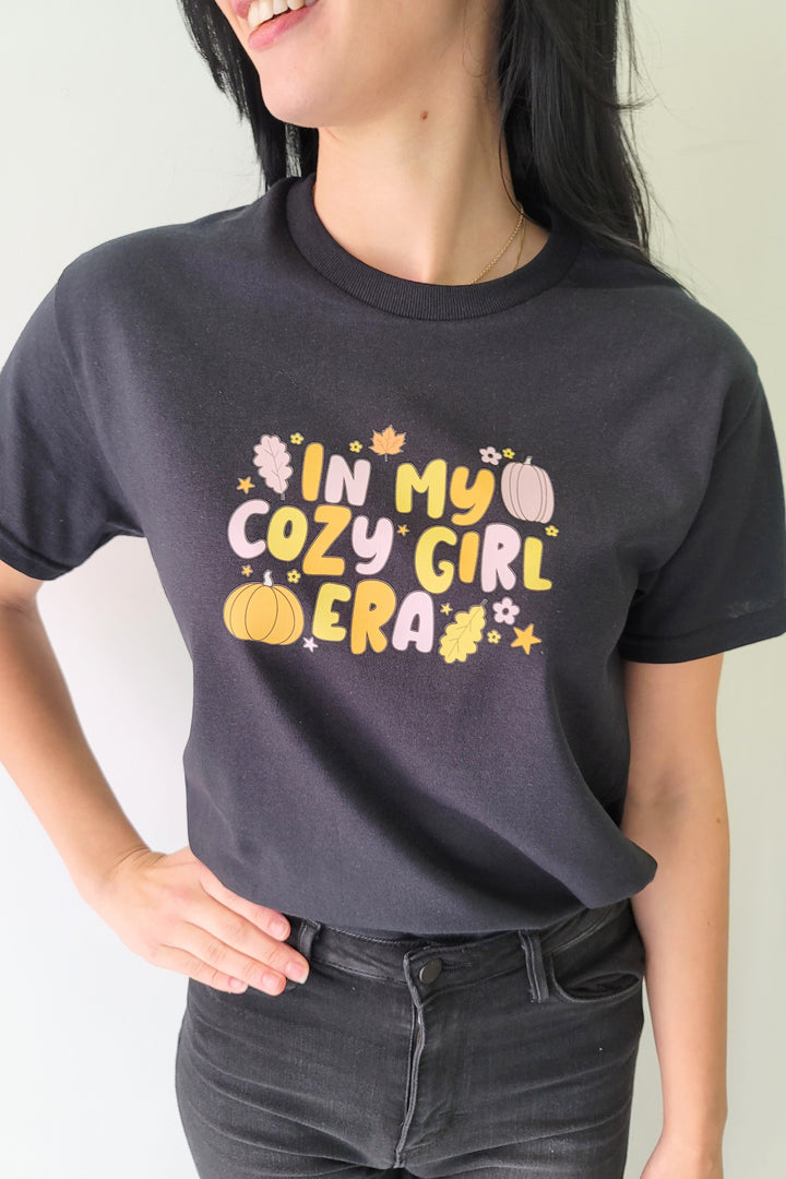 Black In My Cozy Girl Era Pink Graphic Tee