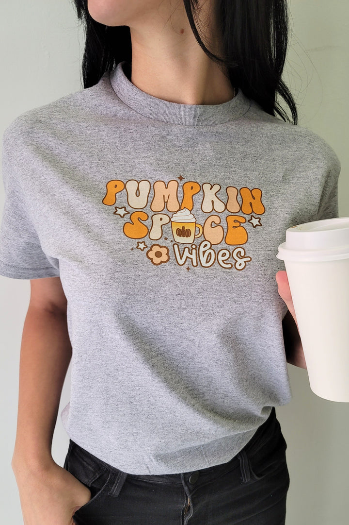 Heather Grey Pumpkin Spice Vibes Graphic Tee