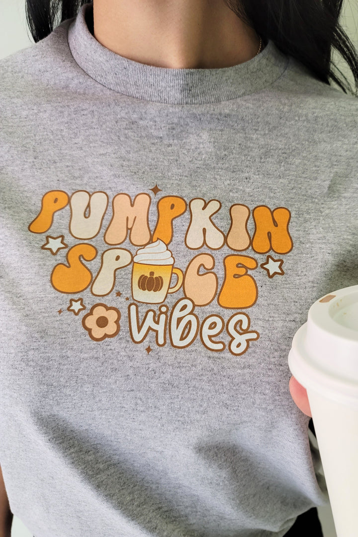 Heather Grey Pumpkin Spice Vibes Graphic Tee