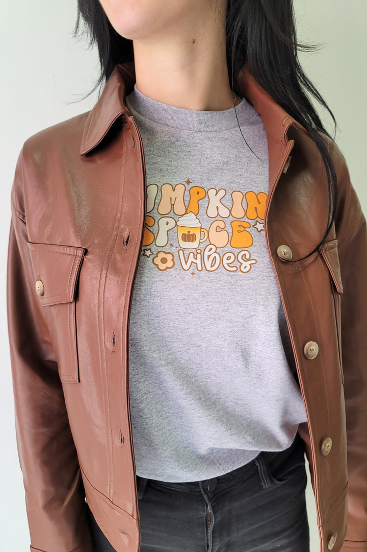 Heather Grey Pumpkin Spice Vibes Graphic Tee