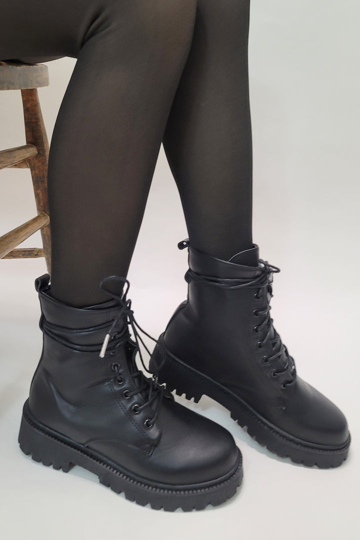 Darcy Black Classic Lace Up Boots