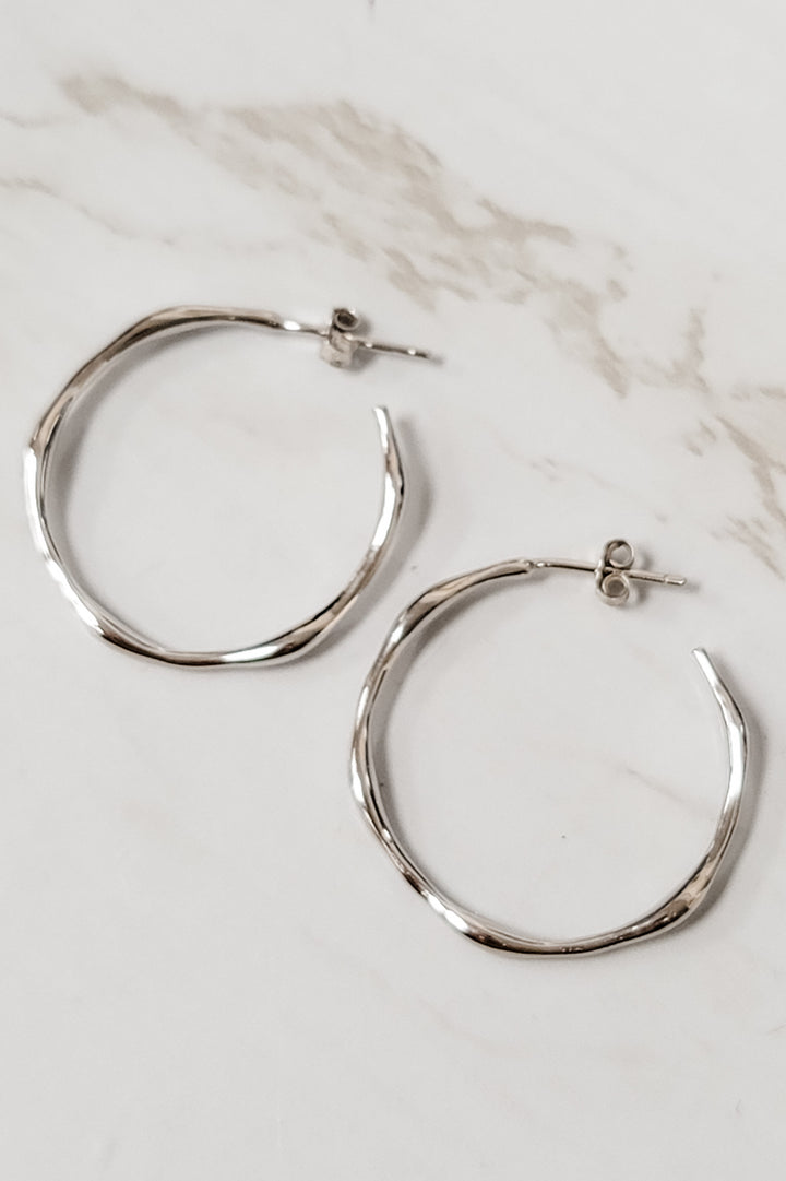 Silver Wavy Hoop Earrings