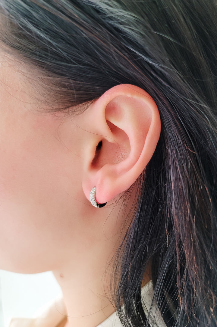 Radiant Silver Huggie Earrings