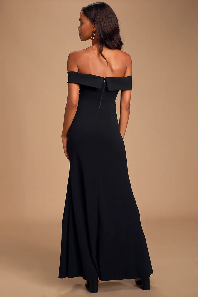 Lulus Song Of Love Black Off The Shoulder Maxi Dress