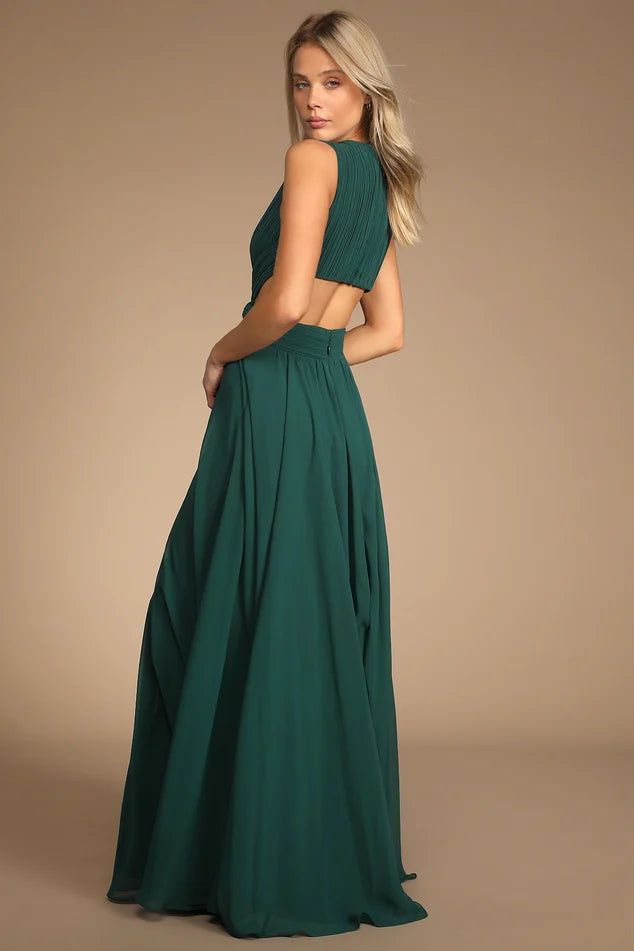 Lulus Emerald Green Cut Out Maxi Dress