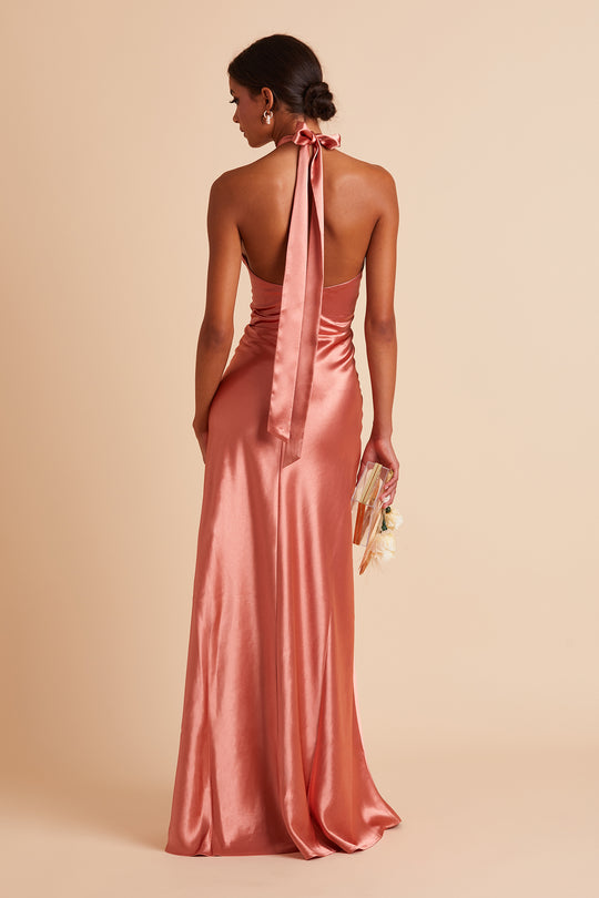 Birdy Grey Monica Terracotta Shiny Satin Dress