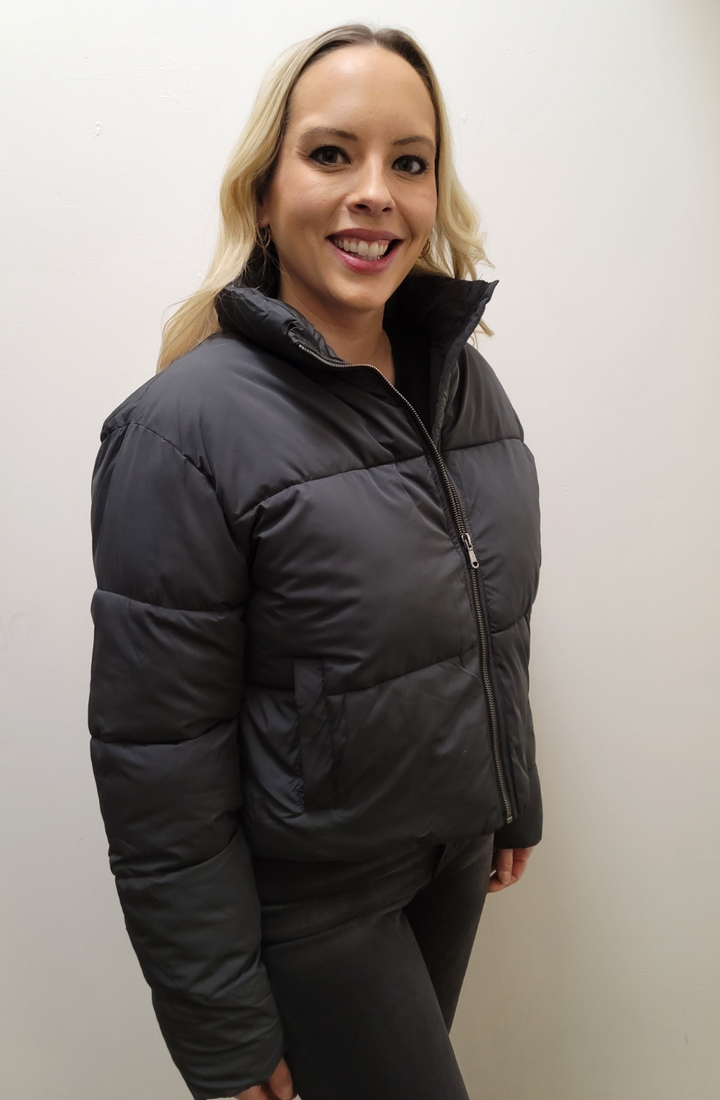 Black Quilted Puffer Jacket