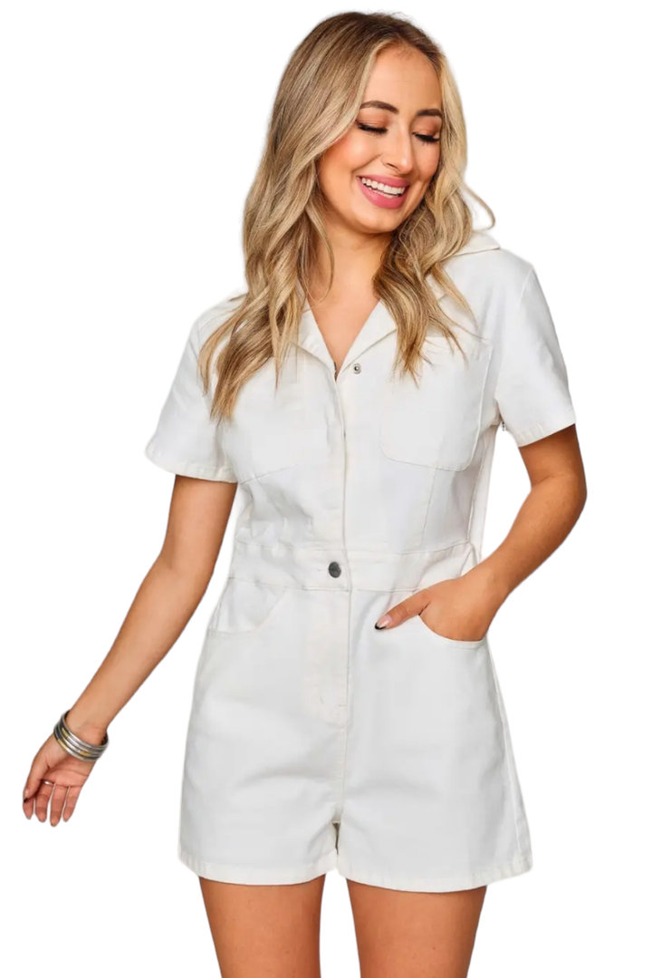 Buddy Love Jessie White Crystal Fringe Romper