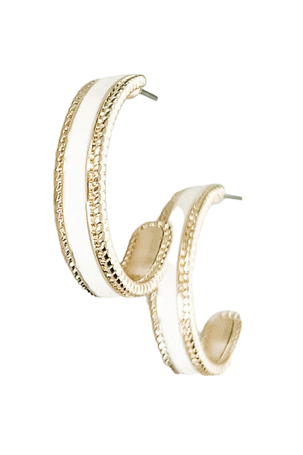 White Enamel Hoop Earrings