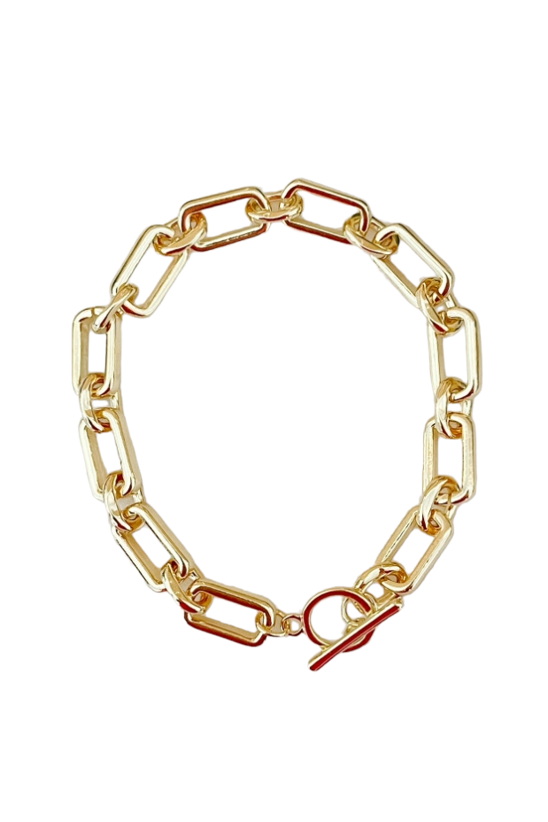 Gold Chain Link Toggle Bracelet