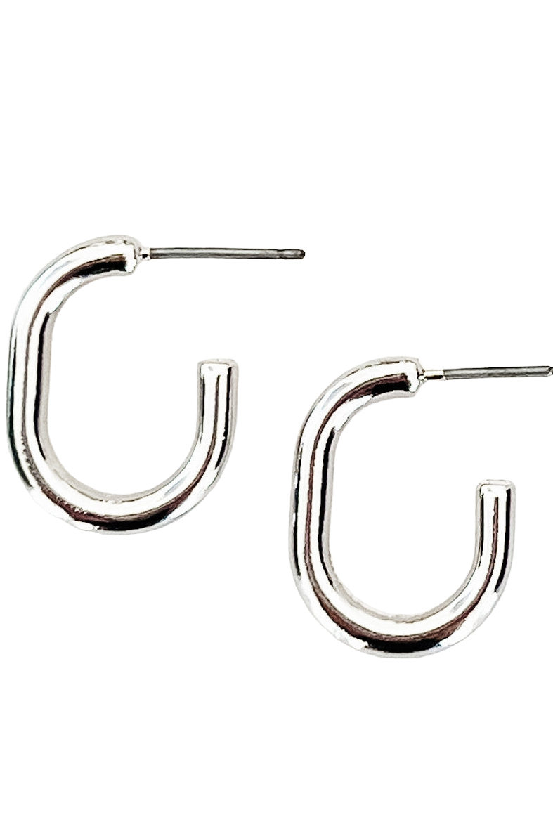 Silver Oval Hoop Earrings