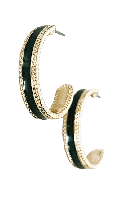 Black Enamel Hoop Earrings