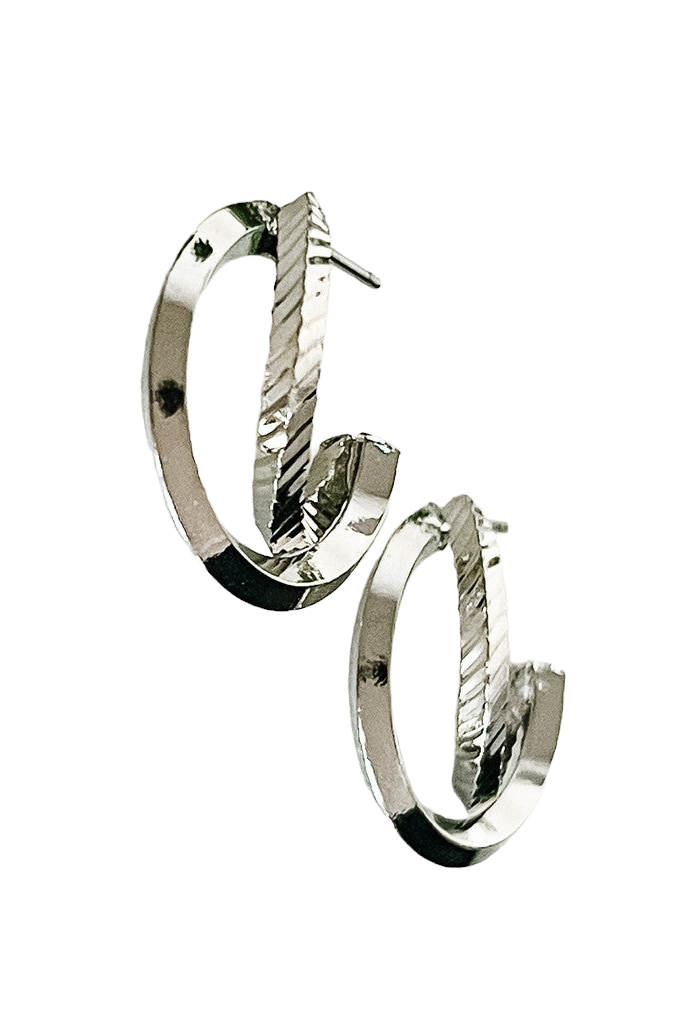 Silver Small Twist Hoop Earrings