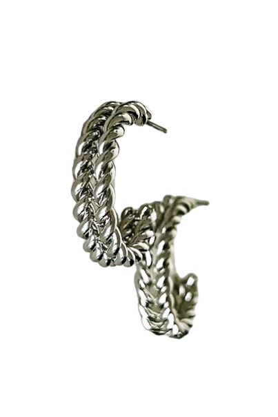 Silver Small Rope Hoop Earrings