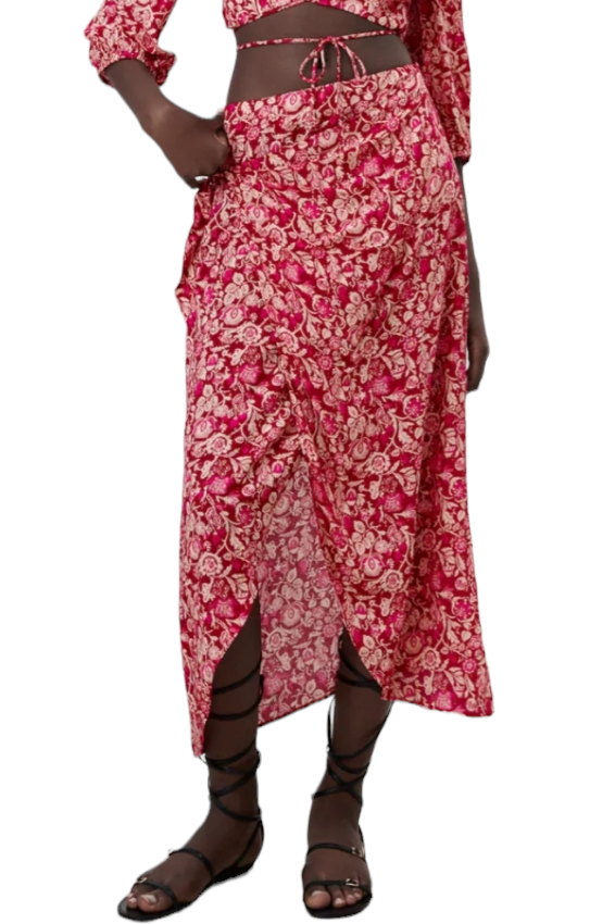 Summer Wind Red Sarong Tie Skirt