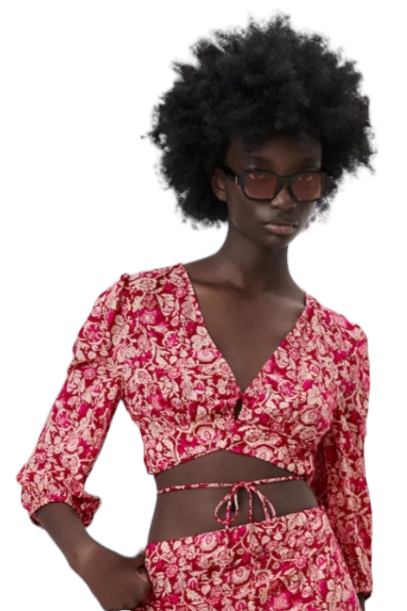 Summer Wind Red Tie Crop Top