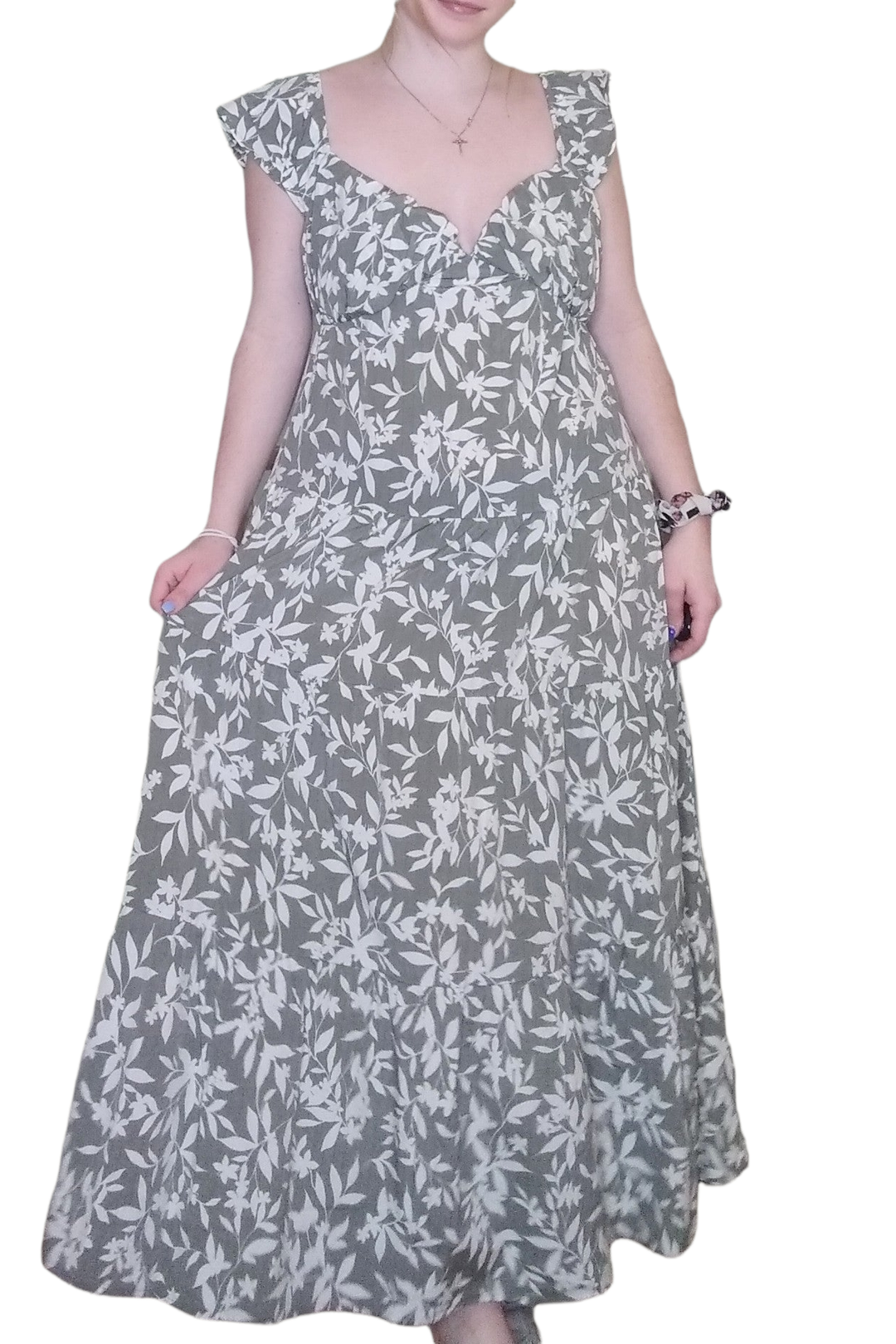 Blu pepper Green Floral Print Maxi Dress
