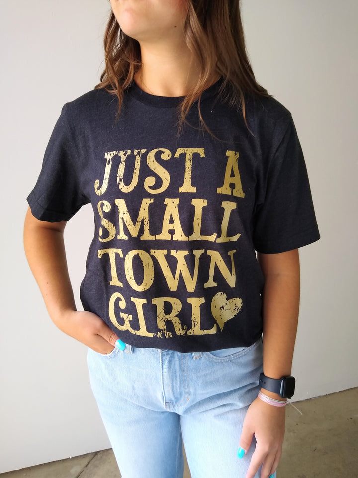 Black & Gold Just A Small Town Girl Graphic Tee