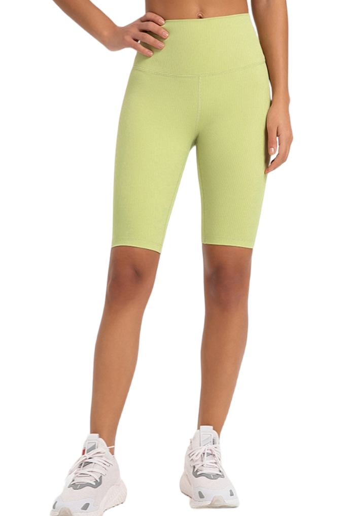 Lily Green Ribbed Biker Shorts