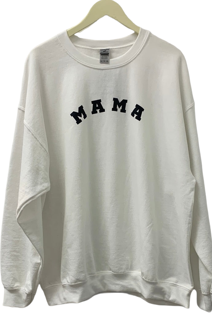 White Bold Letter MAMA Crewneck