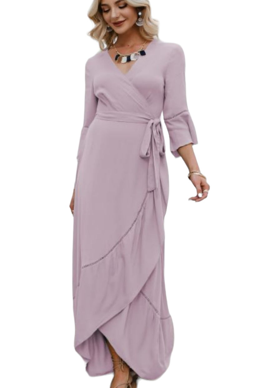Pink Wrap Maxi Dress