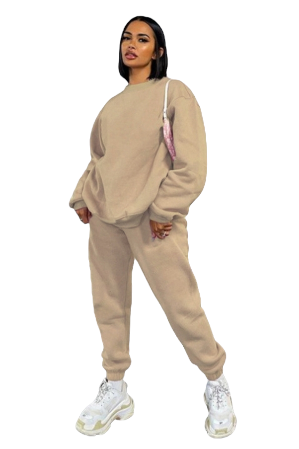 Khaki Crewneck & Sweatpants Set