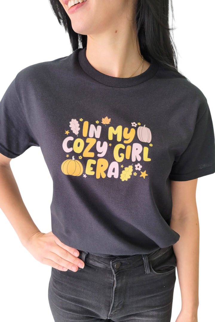 Black In My Cozy Girl Era Pink Graphic Tee