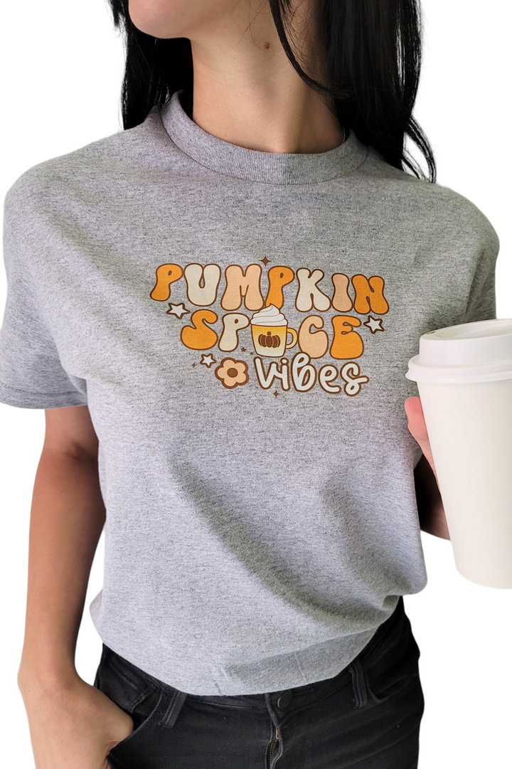 Heather Grey Pumpkin Spice Vibes Graphic Tee