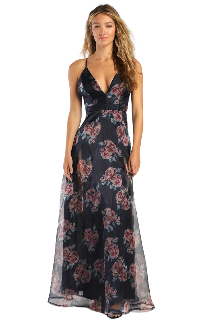 Navy blue floral maxi dress best sale