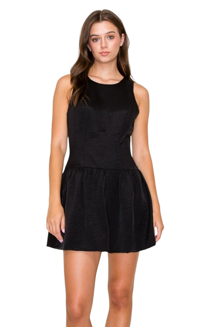 Black Ivory Bow Tie Back Mini Dress