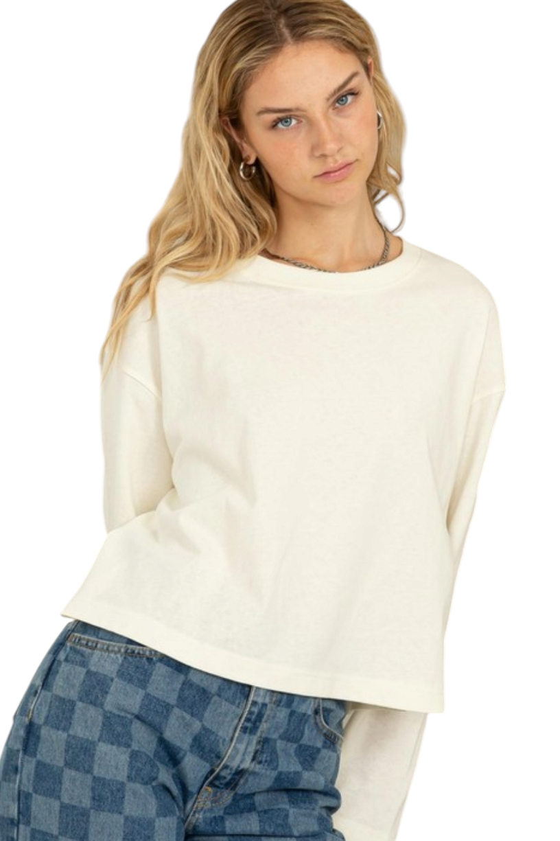 Cream Wide Long Sleeve T-shirt