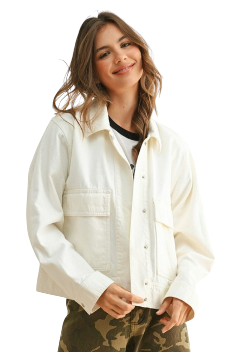 White Washed Cotton Denim Jacket