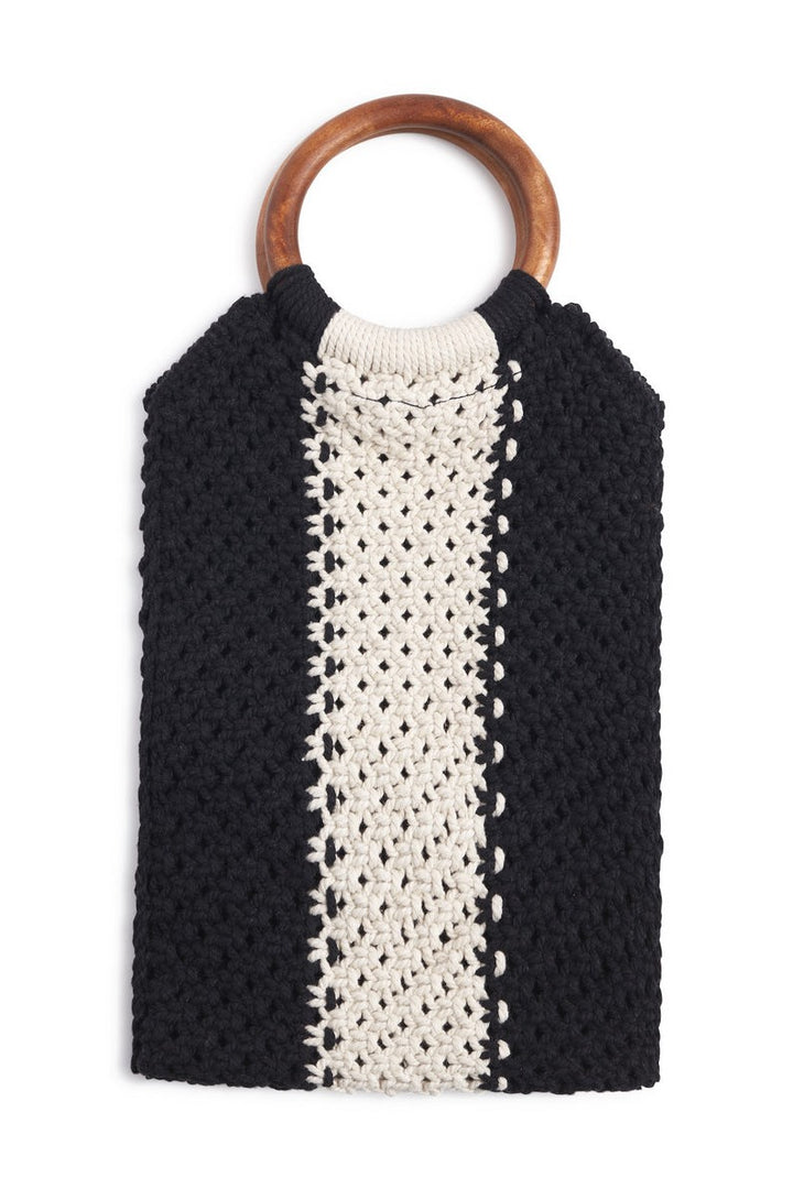 LAUDE The Gabby Black & White Macrame Bag