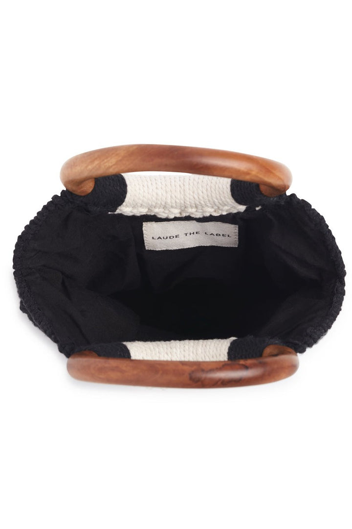 LAUDE The Gabby Black & White Macrame Bag