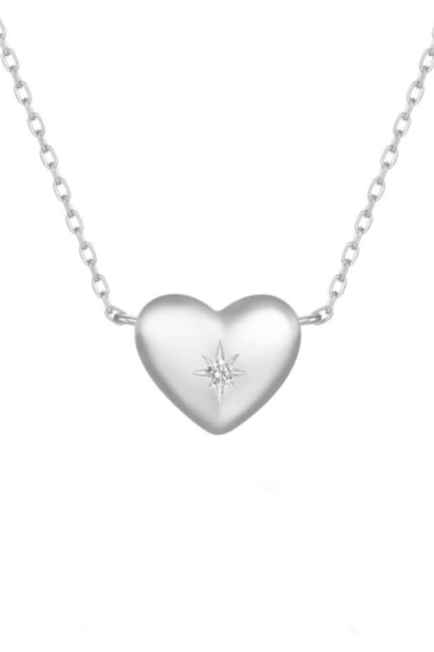 Silver Star Heart Necklace