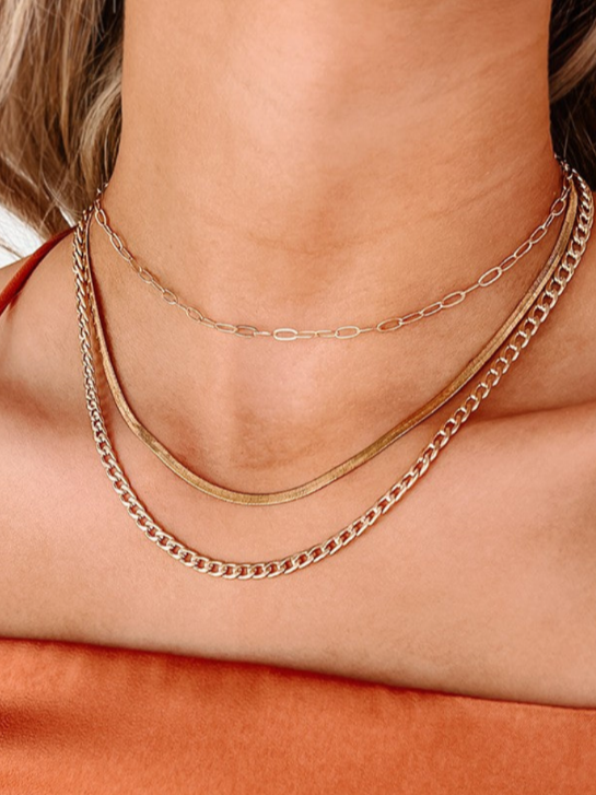 Gold Multi Chain Design Layered Necklace