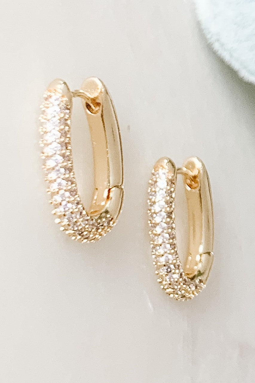 Gold Cubic Zirconia Huggie Earrings