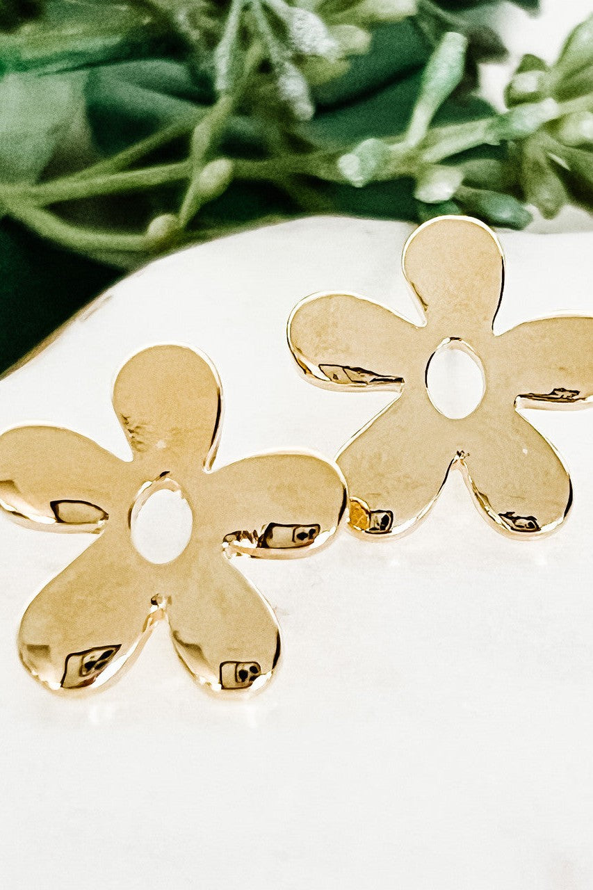 Gold Flower Stud Earrings