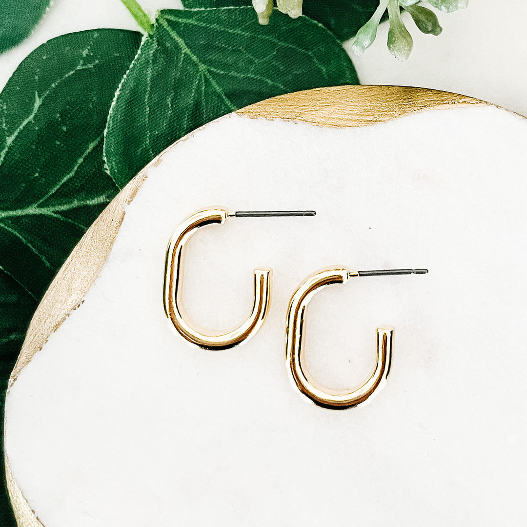 Gold Oval Hoop Earrings