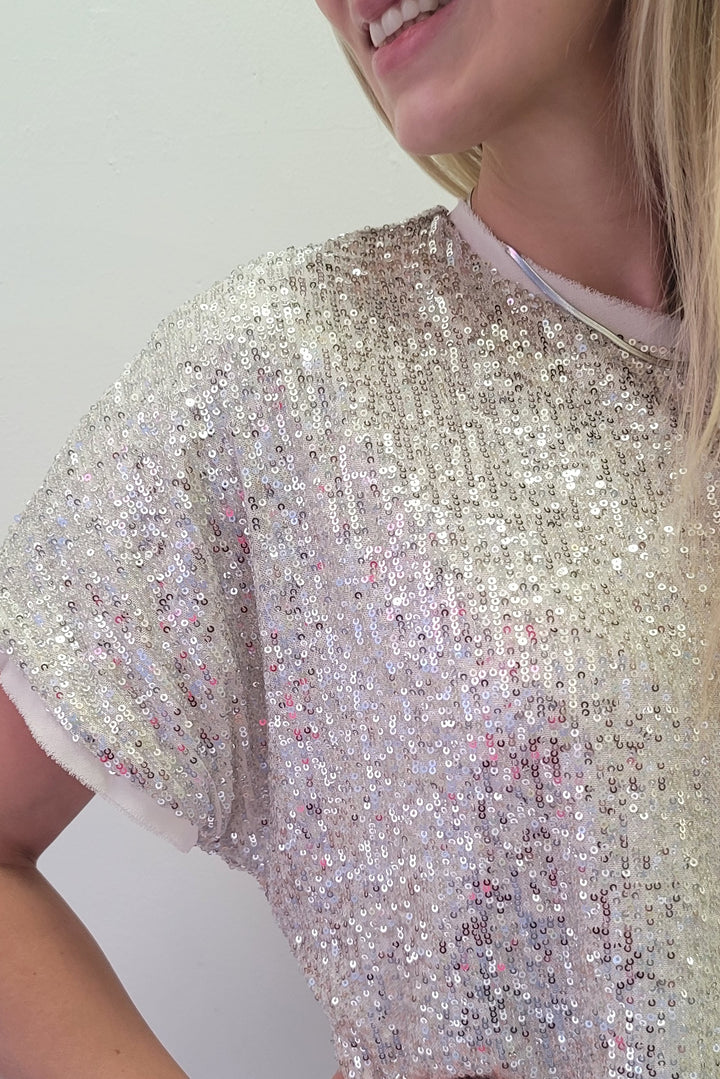 Lucy Paris Silver Sequin Tunic Mini Dress