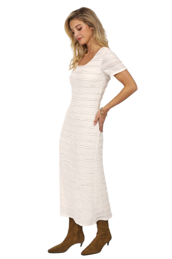 Sadie & Sage Ivory Wind Calls Knit Lace Midi Dress