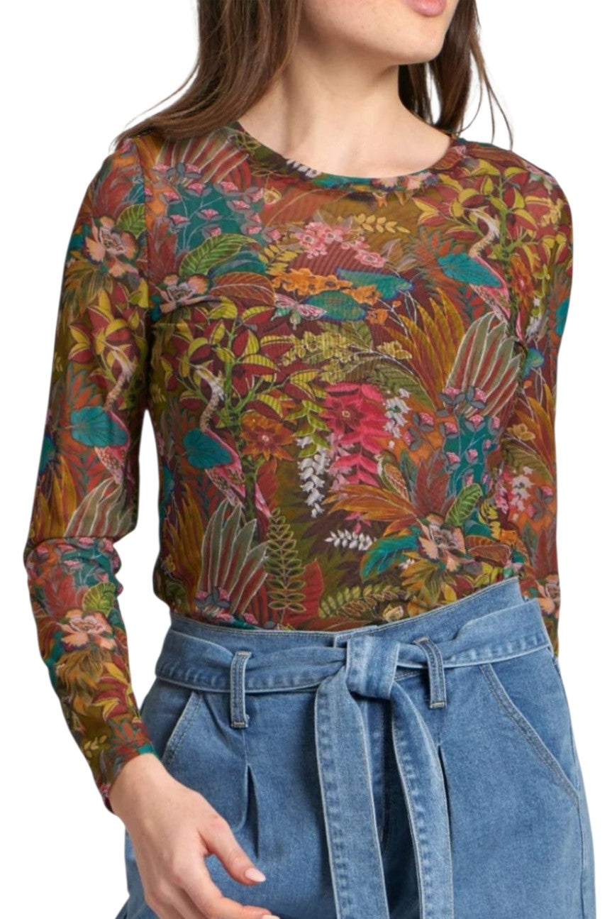 APNY Olive Garden Long Sleeve Mesh Top