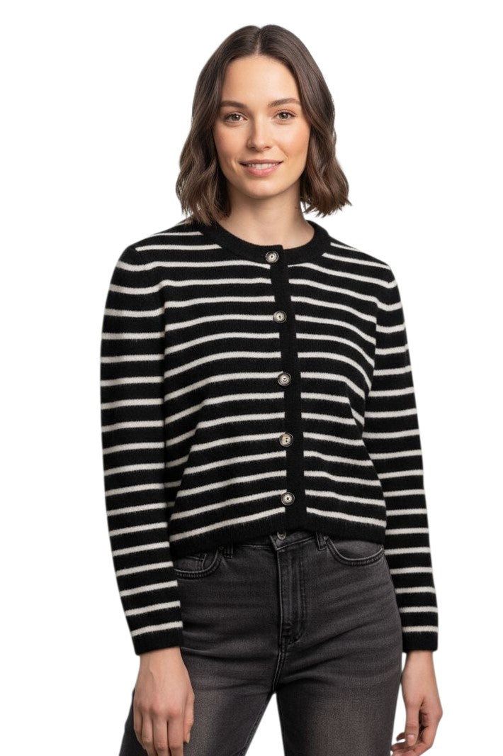 Pink Martini Chastain Black Stripe Sweater Cardigan