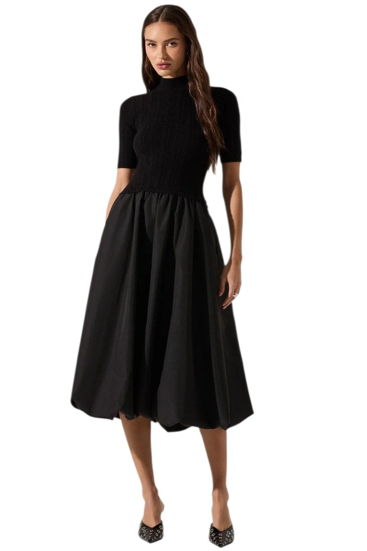 CAERLION CONTRAST KNIT MIDI DRESS Black / LARGE CAERLION CONTRAST KNIT MIDI DRESS Black / LARGE