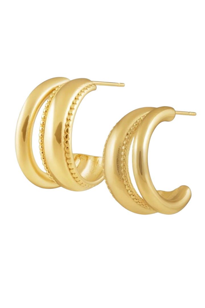 Portia Gold Quilt Hoop Earrings