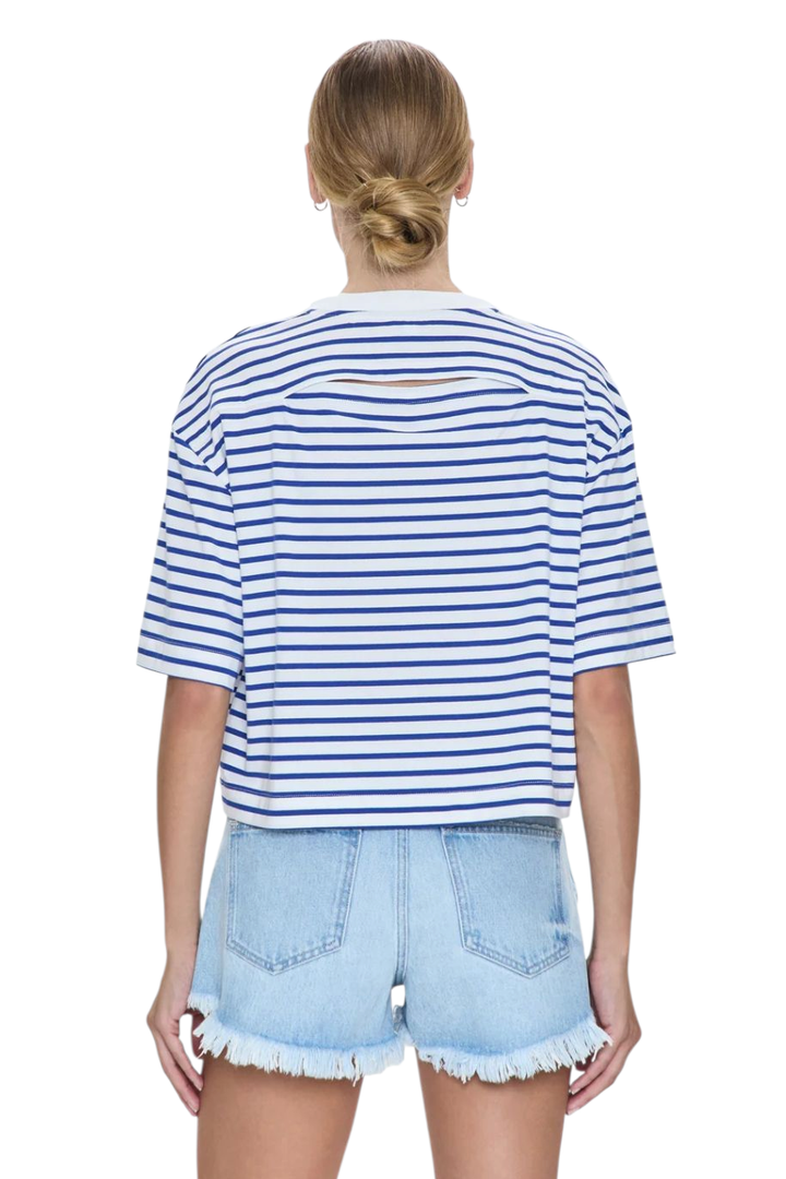 Pistola Mae Blue Stripe Maritime Cropped Tee