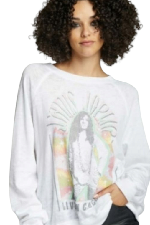 Janis Joplin White Crewneck Sweatshirt