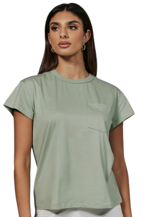 7 Diamonds Soft Sage Core Modal Relaxed Pocket Tee