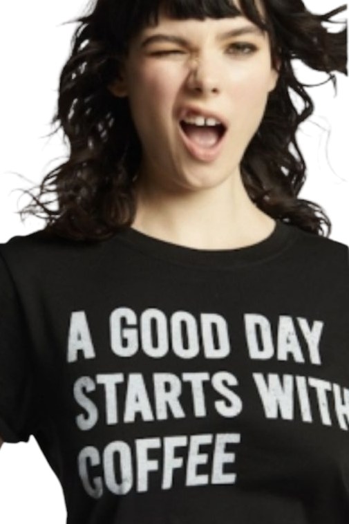 A Good Day Starts with Coffee Black Graphic Tee