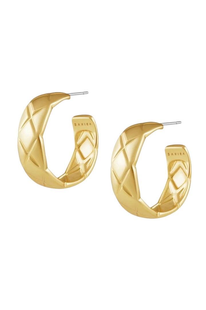 Libby Gold Quilt Hoop Earrings